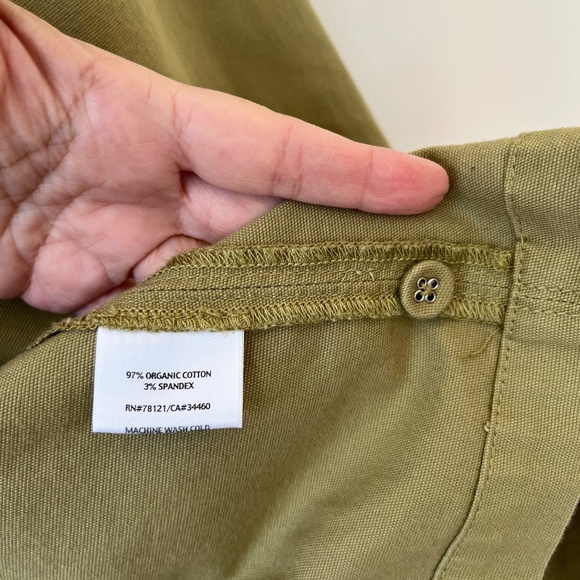 Eileen Fisher Olive Green Jacket Organic Cotton Collared Button Up Canvas Size L - Picture 6 of 10